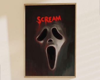 Scream Movie Poster - Ghostface Horror Icon Print, Iconic Slasher Film Art, Perfect Gift for Horror Movie Fans and Halloween Decor