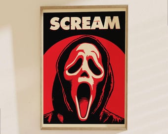 Scream Movie Poster - Classic Horror Film Art Print, Iconic Ghostface Mask Wall Decor for Movie Fans