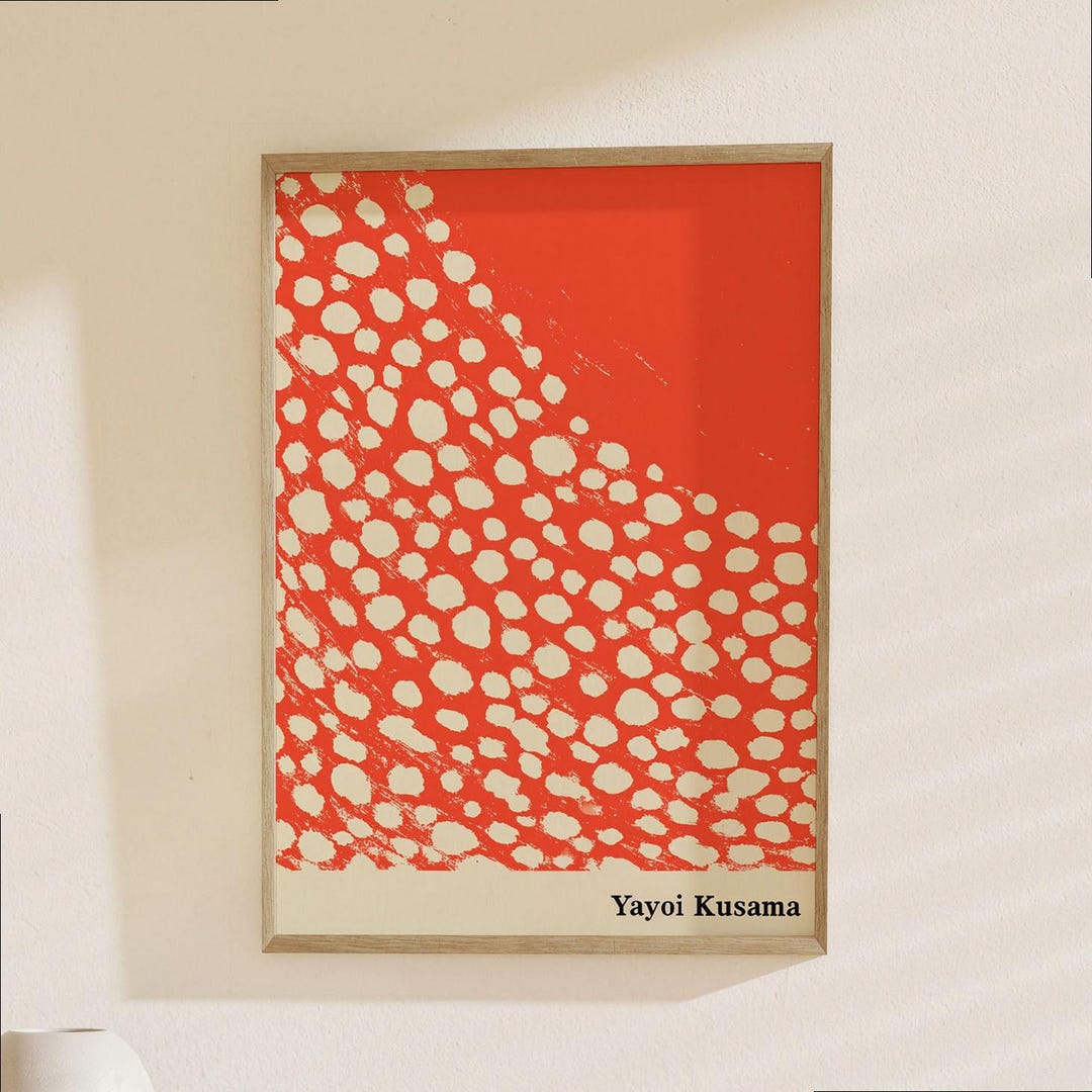 Yayoi Kusama Polka Dots Poster - Red Abstract Geometric Modern Art ...