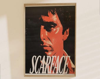 Póster de la película Scarface - Lámina de arte pop de película clásica de crimen, retrato icónico de Al Pacino para decoración de pared