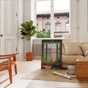 The New Yorker Poster - Iconic NYC Apartment Window View with Manhattan Skyline Art Print image 2