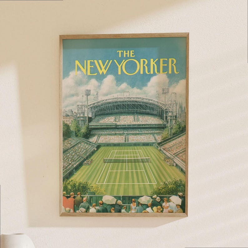 The New Yorker Poster - Vintage Tennis Stadium Magazine Cover Art Print for Living Room image 1