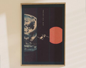 Project Hail Mary Poster - Sci-Fi Space Adventure Print, Earth Planet Art, Retro NASA Inspired Home Decor