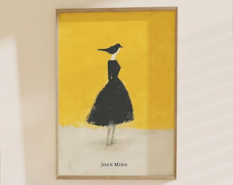Joan Miro Poster - Abstract Bird Woman Art Print, Minimalist Modern Gallery Wall Decor