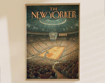 The New Yorker Basketball Arena Poster - Vintage Sports Stadium Illustration Print