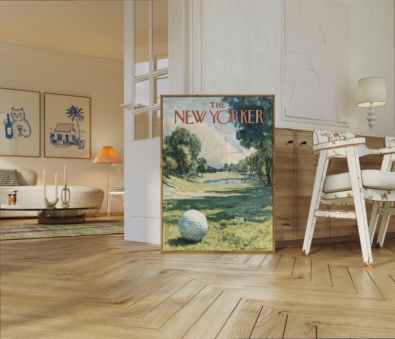 The New Yorker Golf Course Poster - Vintage Landscape Magazine Cover Art Print image 6