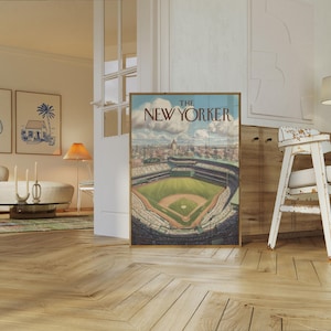 Póster del estadio de béisbol de The New Yorker - Lámina de arte deportivo vintage de Nueva York, ilustración icónica de la portada de la revista imagen 7