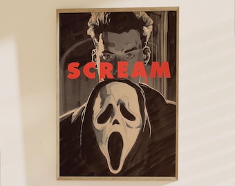 Scream Movie Poster - Horror Film Art Print - Classic Slasher Ghostface Mask Wall Decor