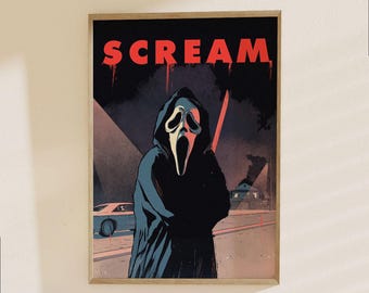 Scream Movie Poster - Horror Film Art Print, Ghostface Killer Classic 80s 90s Retro Slasher Poster