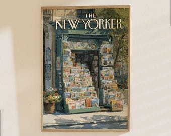 The New Yorker Poster - Vintage Paris Bookstore Print - Classic Magazine Cover Art - Literary Wall Decor