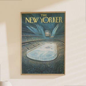 Póster del estadio de hockey de The New Yorker: lámina con la icónica portada de la revista, decoración de pared para recintos deportivos. imagen 1