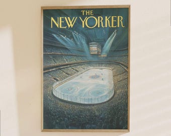 The New Yorker Hockey Arena Poster - Iconic Magazine Cover Art Print, Sports Venue Wall Decor