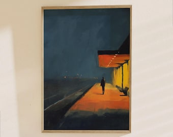 Edward Hopper Nighttime Platform Poster - Urban Solitude Modern Art Print, Edward hopper art
