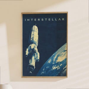 Interstellar Spacecraft Poster - Space Station Orbit Wall Art, Sci-Fi Movie Decor, Astronaut Home Decor