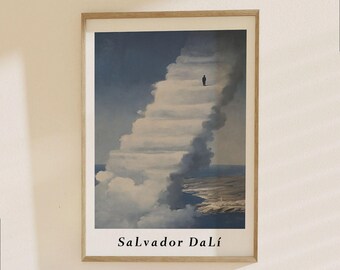 Salvador Dali Surrealist Poster - Man on Cloud Staircase, Abstract Fantasy Art Print