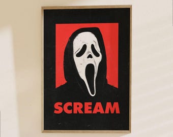 Scream Movie Poster - Ghostface Horror Icon Print | Classic Slasher Film Art | Vintage Cinema Decor