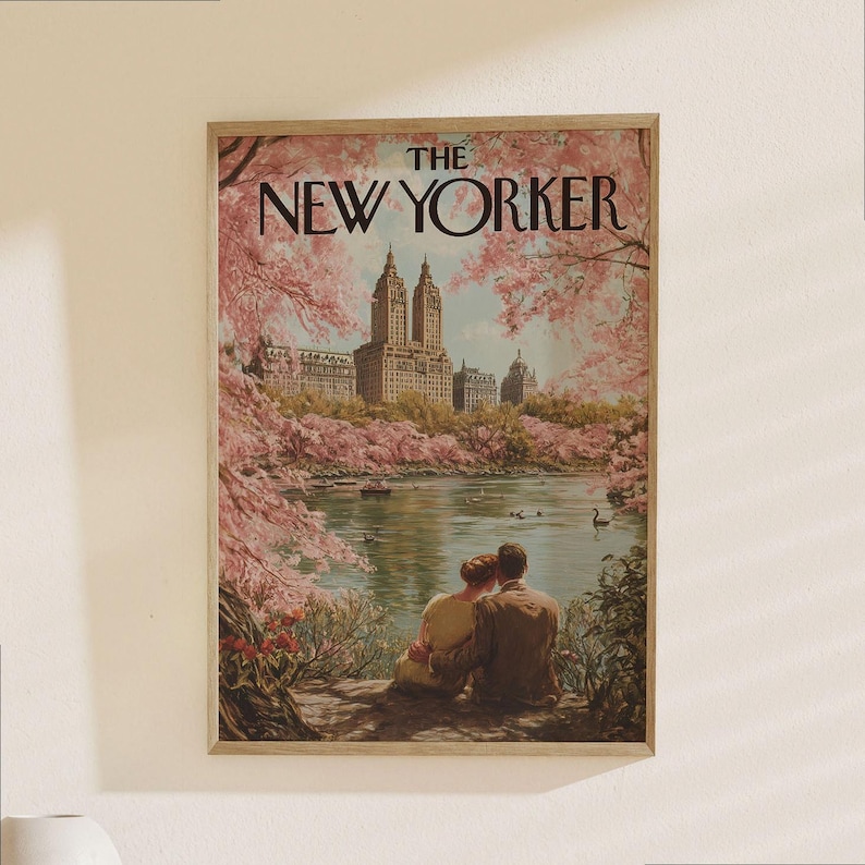 The New Yorker poster - Central Park Spring Blossoms NYC vintage tijdschriftomslag Art Print afbeelding 1