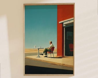 Plakat Edwarda Hoppera „Samotność w restauracji” – wydruk inspirowany sztuką nowoczesną, minimalistyczna dekoracja ścienna w stylu retro amerykańskim, obraz Edwarda Hoppera