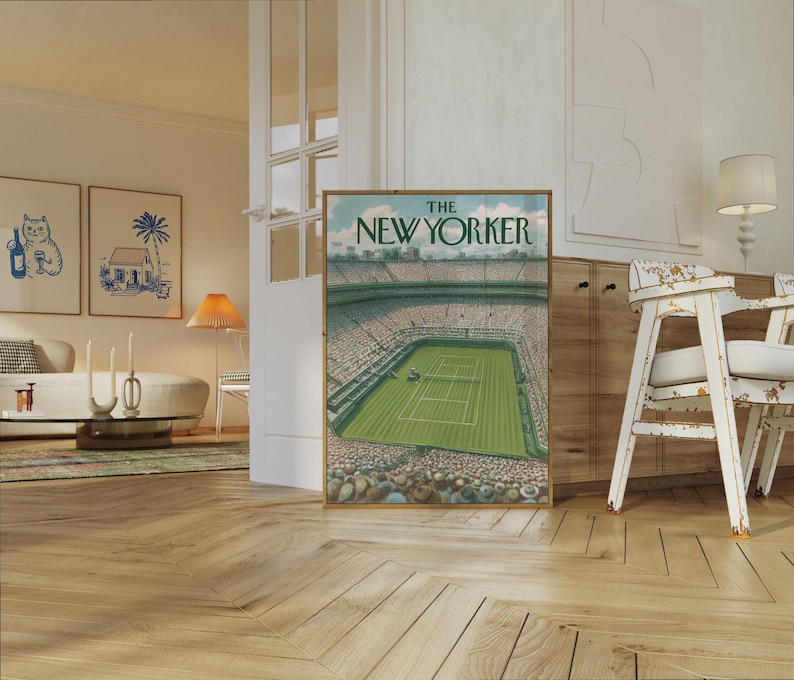 The New Yorker Tennis Poster, Wimbledon Poster, The New Yorker wall art, Tennis Magazine Poster image 6