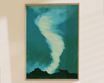 Aurora Borealis Poster | Northern Lights Abstract Art Print | Teal Sky Landscape Wall Decor