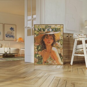 The New Yorker Magazine Cover Poster - Vintage Fashion Portrait with Floral Garden Art Print image 7