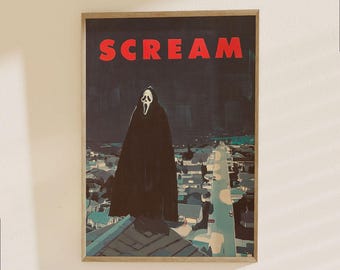 Scream Movie Poster - Horror Film Art Print, Classic Slasher Cinema Decor, Ghostface Character Artwork
