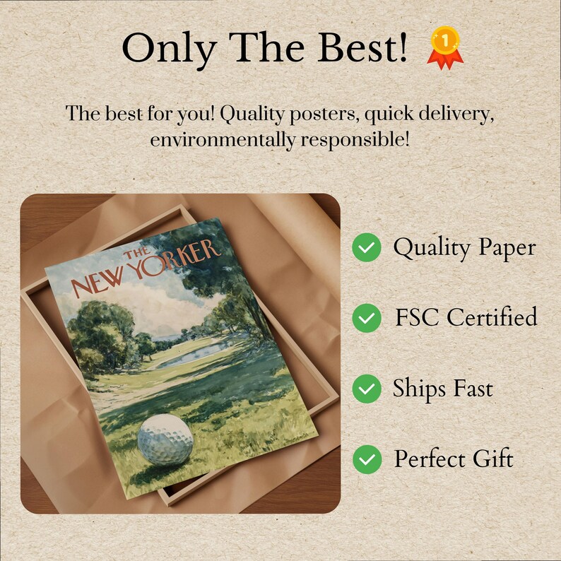 The New Yorker Golf Course Poster - Vintage Landscape Magazine Cover Art Print image 3