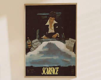Póster de la película Scarface - Lámina artística de un clásico drama criminal - Decoración icónica de cine de los 80