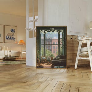 The New Yorker Poster - Iconic NYC Apartment Window View with Manhattan Skyline Art Print image 7
