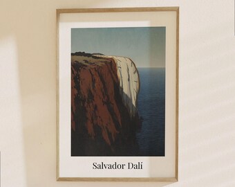 Salvador Dali Surrealist Poster - Melting Cliff Landscape Art Print, Abstract Modern Wall Art