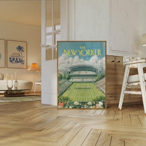 The New Yorker Poster - Vintage Tennis Stadium Magazine Cover Art Print for Living Room image 5