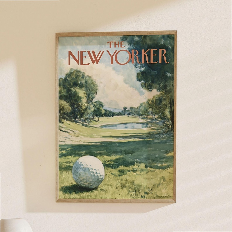 The New Yorker Golf Course Poster - Vintage Landscape Magazine Cover Art Print image 1