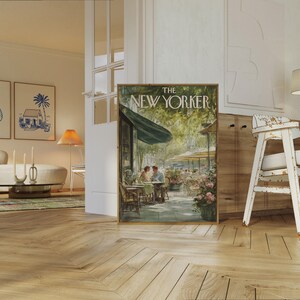The New Yorker Poster - Vintage Café Scene with Couple, Classic Magazine Cover Art Print image 7