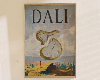 Salvador Dali Surrealism Art Poster - Abstract Melting Clock Dream Landscape Print