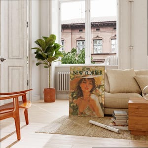The New Yorker Magazine Cover Poster - Vintage Fashion Portrait with Floral Garden Art Print image 2
