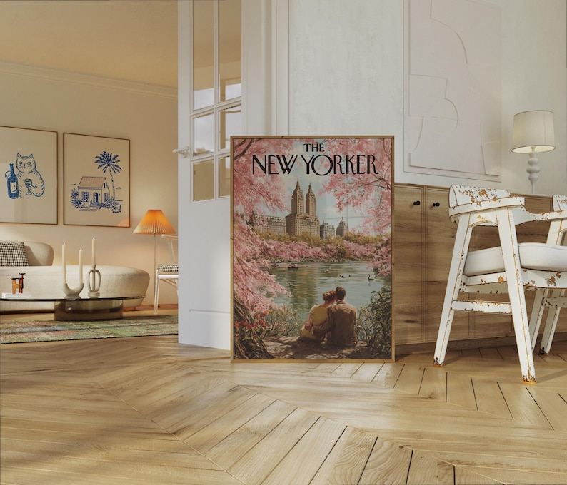 The New Yorker poster - Central Park Spring Blossoms NYC vintage tijdschriftomslag Art Print afbeelding 6