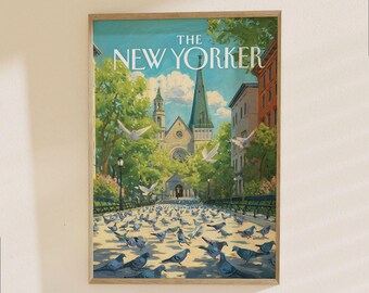 The New Yorker Poster - New York City Church Square Park Vintage Travel Art Print