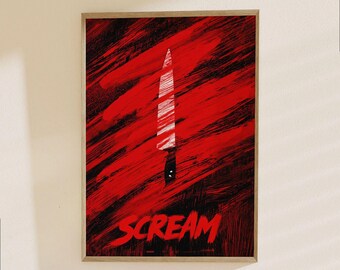 Scream Movie Poster - Horror Film Art Print, Ghostface Killer Iconic Thriller Wall Decor