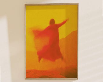 Jumping Person Silhouette Poster - Abstract Joy and Freedom Art Print, Motivational Wall Decor for Living Room