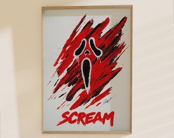 Scream Movie Poster - Horror Film Art Print, Ghostface Killer Artwork, Classic Slasher Wall Decor