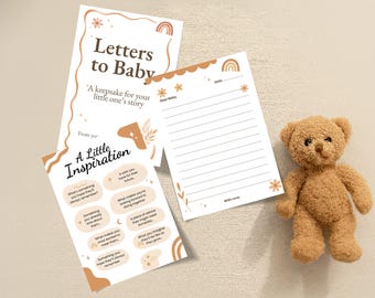 Letters to Baby Baby Shower Activity Printable, Gender Neutral Baby Shower Game, Keepsake for Baby, Boho Neutral, Guestbook Alternative