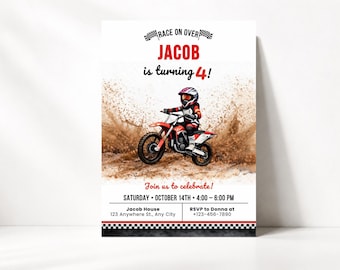 Dirt Bike Birthday Invitation, Motocross Party Invite Boy, Editable Digital Download, Printable Racing Birthday Template, Instant Access