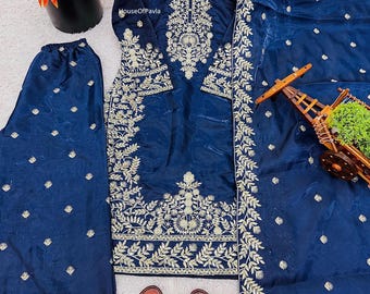 Kurta Palazzo Set, Salwar Suit For Women's, Pakistani Designer Salwar Kameez Readymade Suit, Kurta Palazzo & Designer Dupatta 3PC Stitched