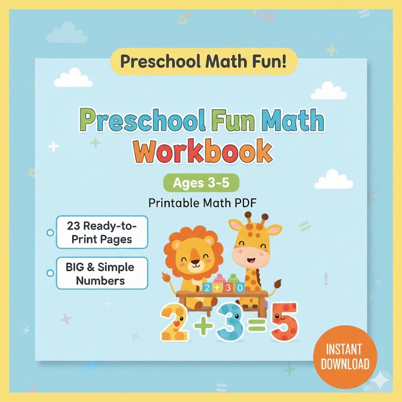Fun Preschool Math Worksheets | Ages 3–5 | Printable PDF - Etsy