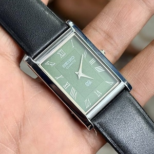 Vintage Seiko Slim Quartz Movement Tank Style Refurbished Unisex Watch Rectangular Case 28mm Approx