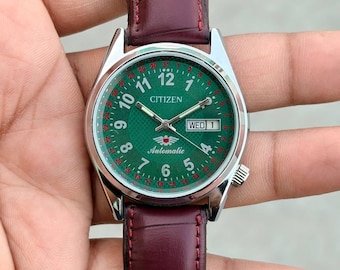 Vintage Citizen Automatic Day Date 1980s Stainless Steel Men's Japan Rare Watch Refurbished