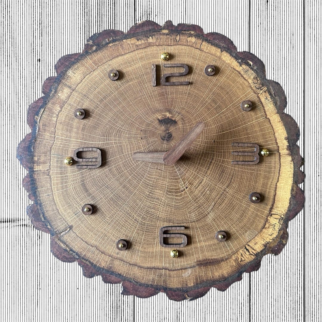 Handmade Oak Wood Slice Wall Clock | Natural Wooden Wall Clock | Rustic ...