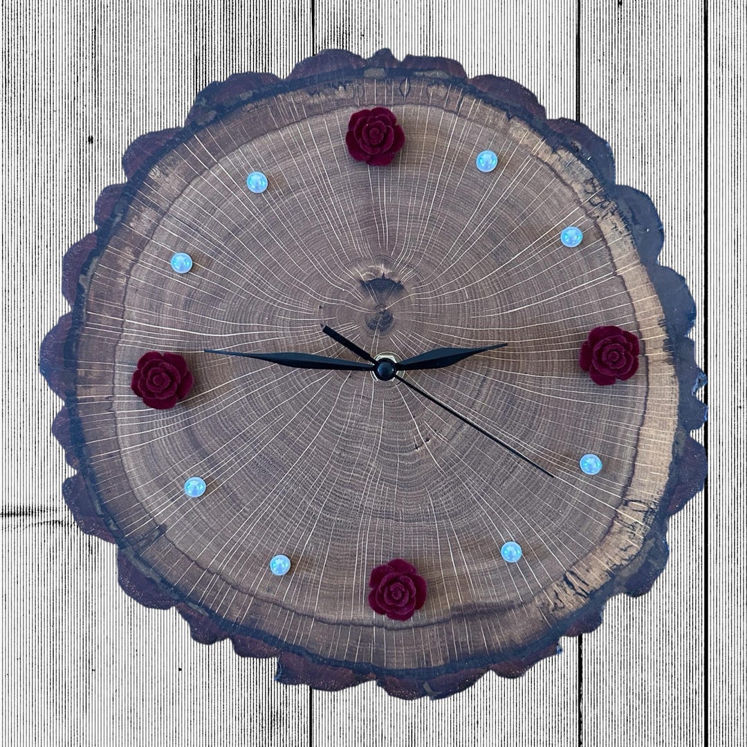 Modern Wooden Wall Clock | Handmade Oak Wood Slice Clock | Natural Wood ...