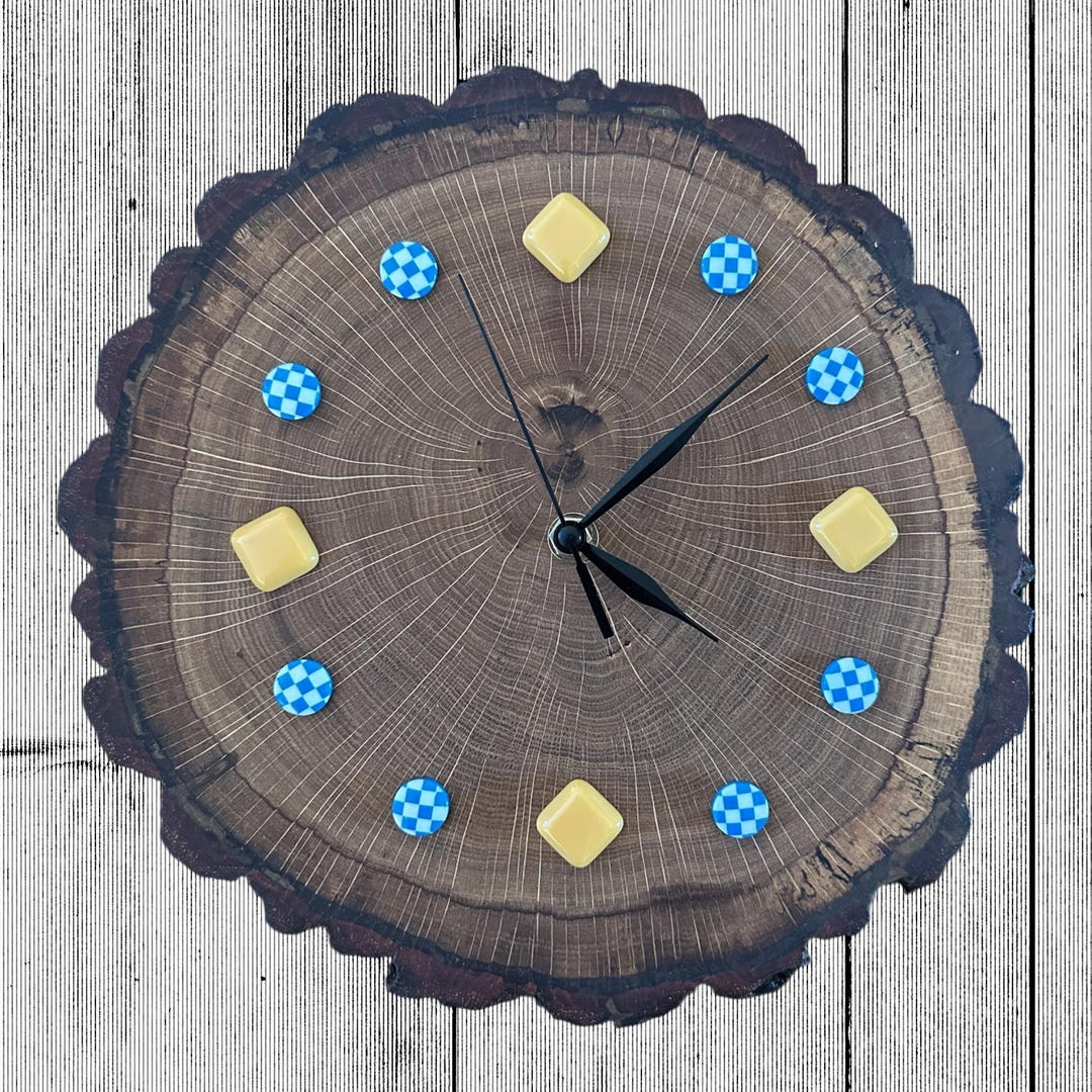 Handmade Oak Wood Slice Wall Clock | Custom Wood Clock | Modern Natural ...