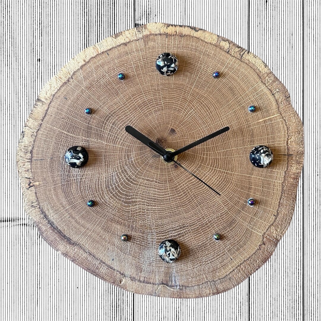 Handmade Wooden Wall Clock | Unique Oak Wood Slice Clock | Modern Wall ...